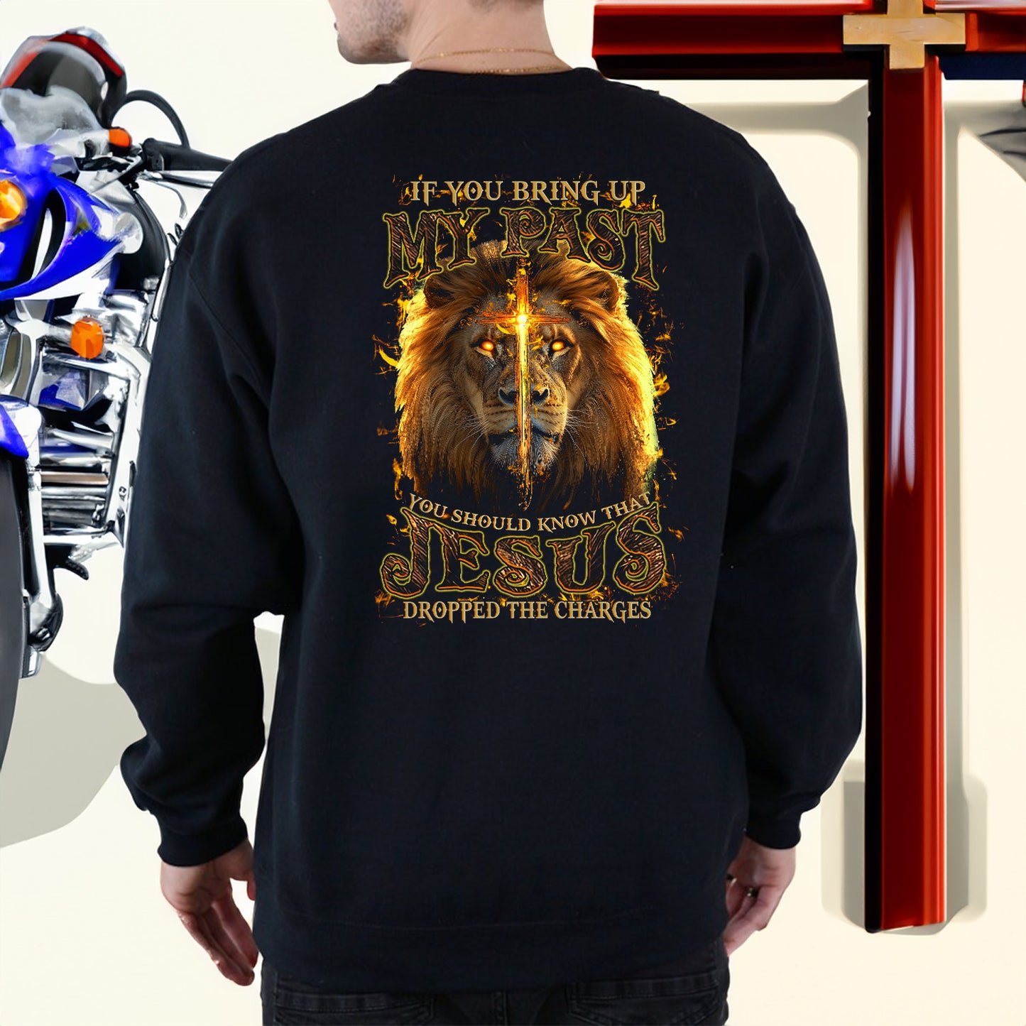 Teesdily | Jesus Christ Lion Cross Shirt, Jesus Dropped The Charges Lion Sweatshirt, Faith Religious Hoodie Mug, Jesus Lover Gift