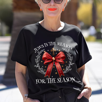 Teesdily | Christian Coquette Shirt, Jesus Is The Reason For The Season Tee Sweatshirt Hoodie Mug, Christmas Jesus Lovers Gifts