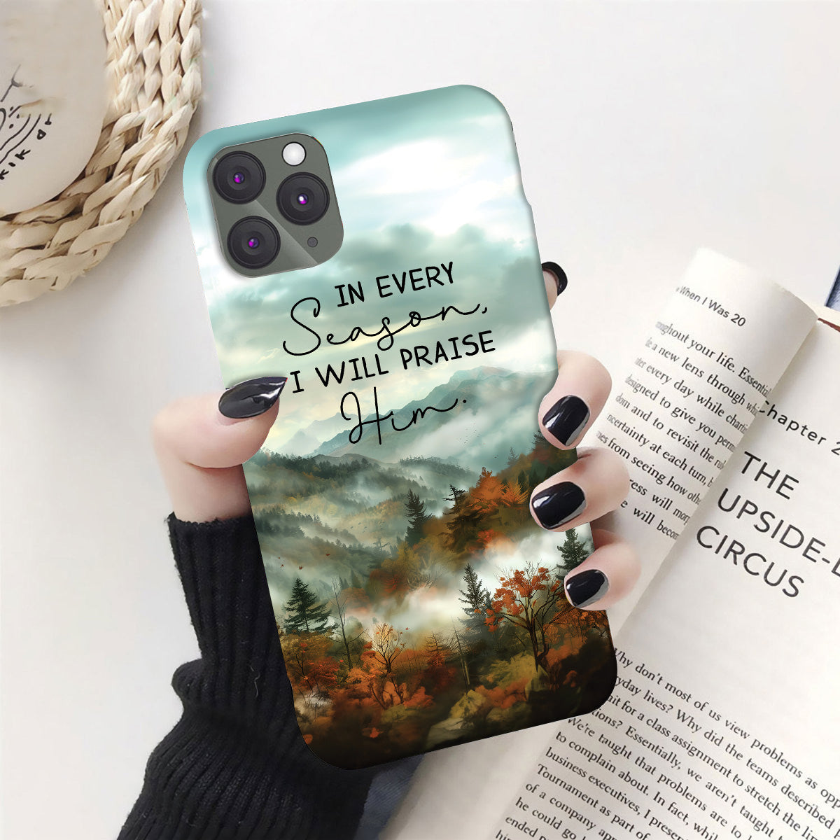 Teesdily | In Every Season I Will Praise Him Phone Case, Beautiful Forest Landsape Phone Cover, Christian Phone Case Gift For God Believers