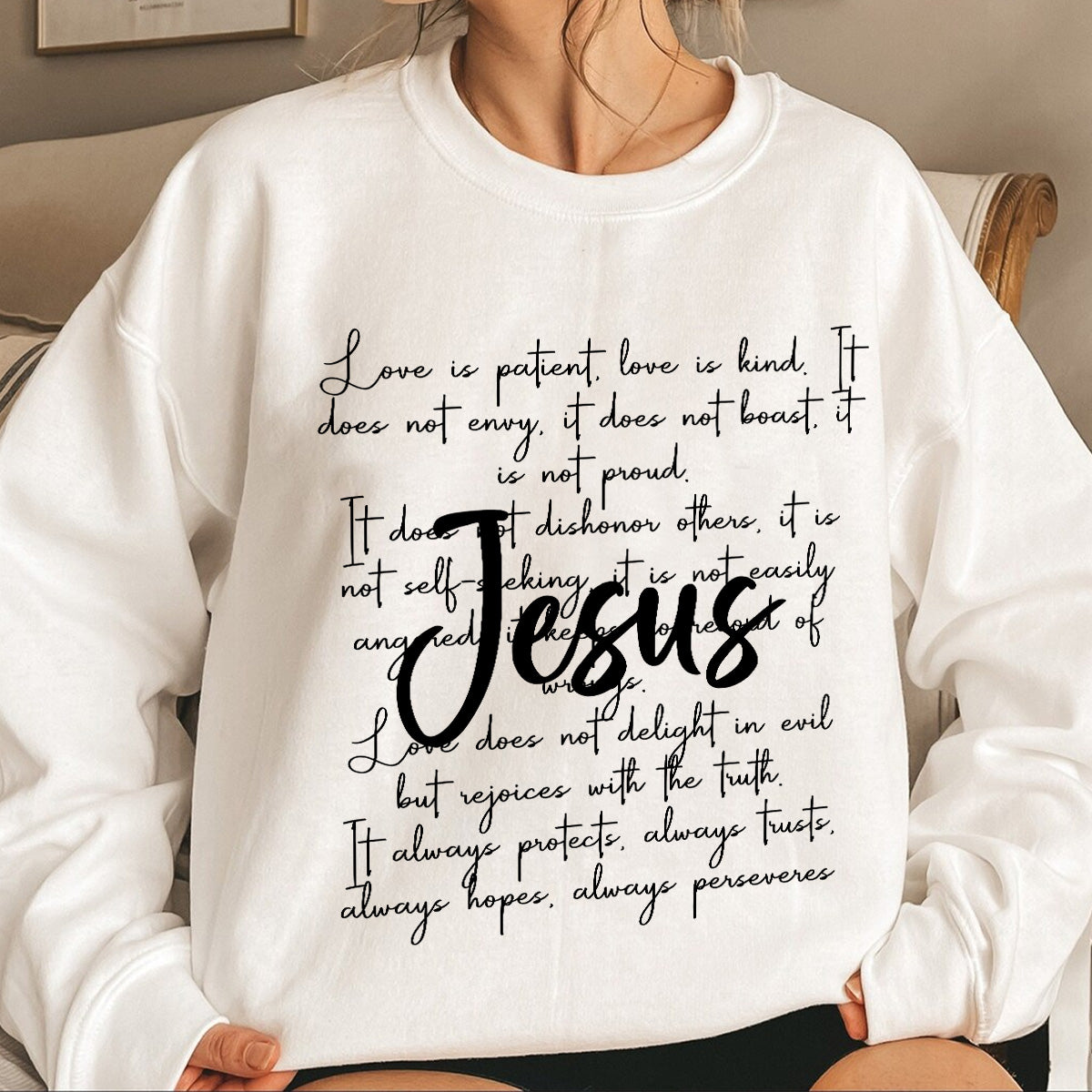 Teesdily | Jesus Christ Shirt, Love Is Patient Kind Sweatshirt Hoodie Mug, Christian Pray T-shirt, Jesus Lover Gifts