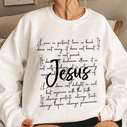 Teesdily | Jesus Christ Shirt, Love Is Patient Kind Sweatshirt Hoodie Mug, Christian Pray T-shirt, Faith Hope Love God Shirt, Jesus Lover Gifts