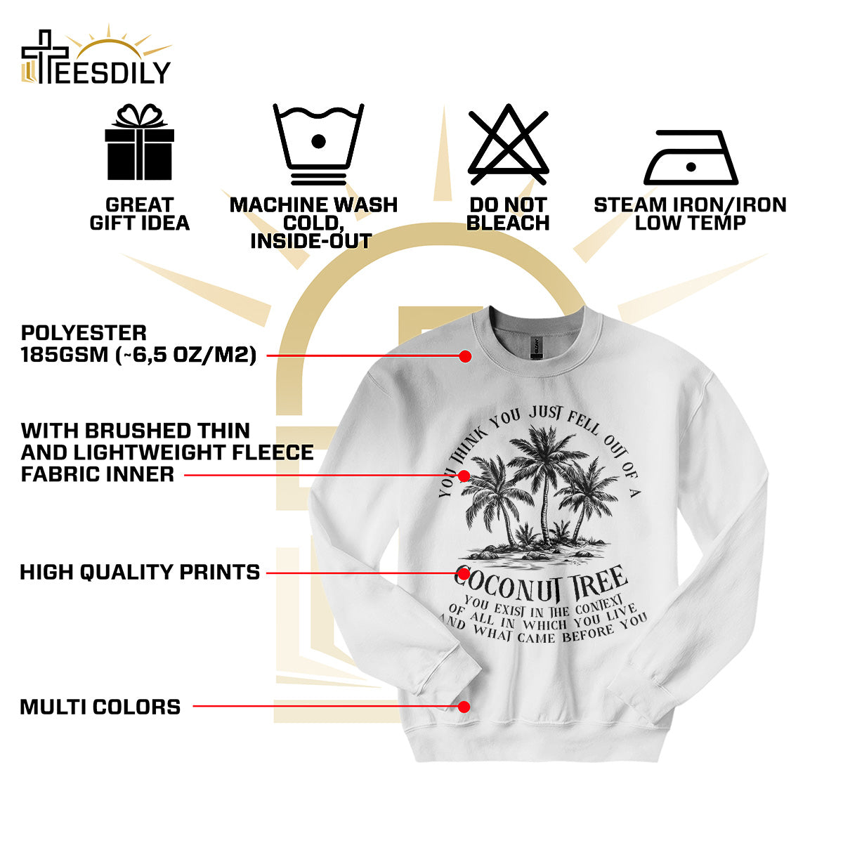 Teesdily | Coconut Tree Shirt, You Think You Just Fell Out Of A Coconut Tree Sweatshirt, Tropical Vintage Vibes Comma La Hoodie, Girl Power Gift