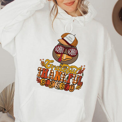 Teesdily | Happy Thanksgiving Turkey Shirt, Gobble Gobble Give Thanks Thankful Blessed Tee Sweatshirt Hoodie Mug, Thanksgiving Tee