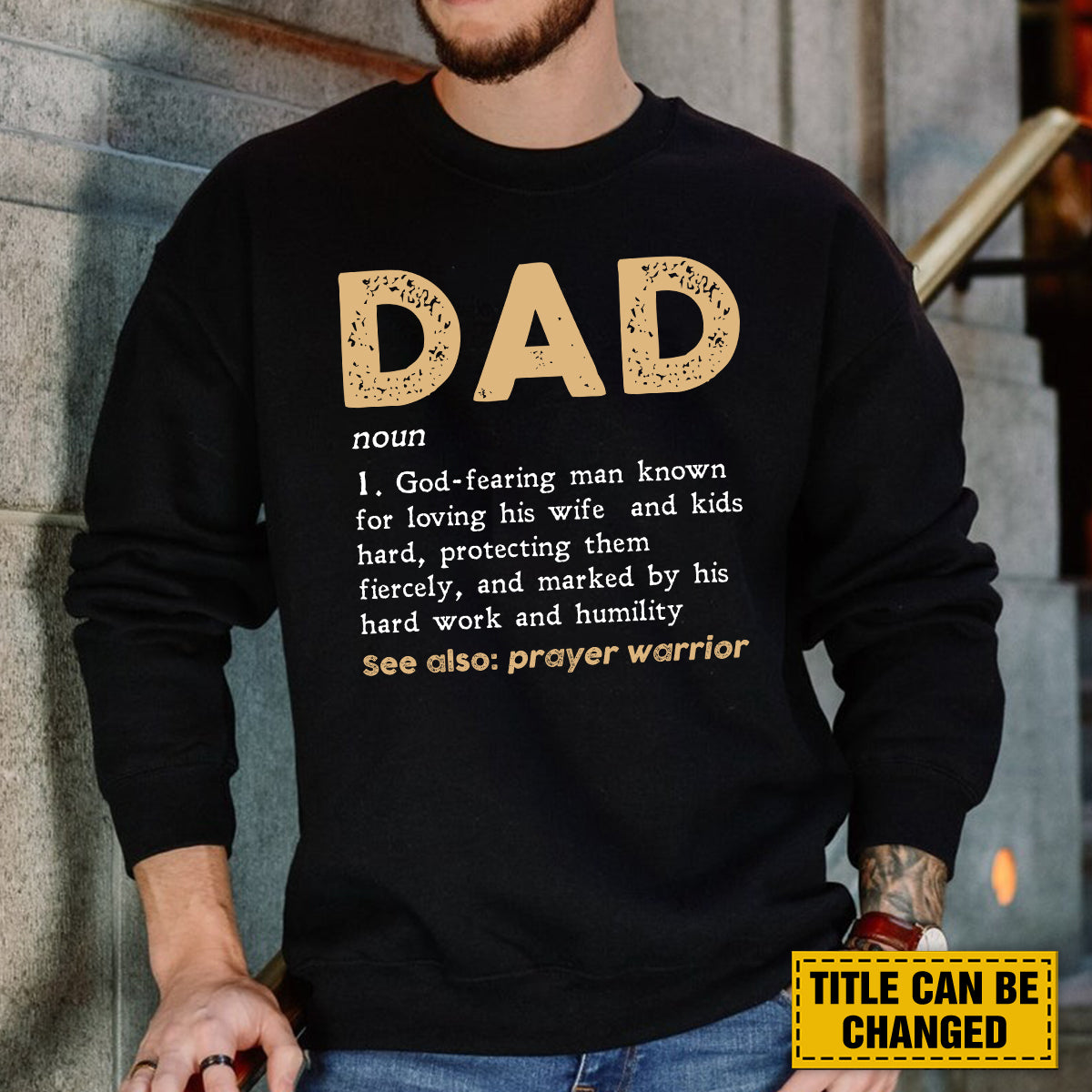 Teesdily | Dad Definition Customized Shirt, Prayer Warrior Men's Shirt, Father Day Gifts, God Fearing Man Unisex Tshirt Hoodie Sweatshirt Mug