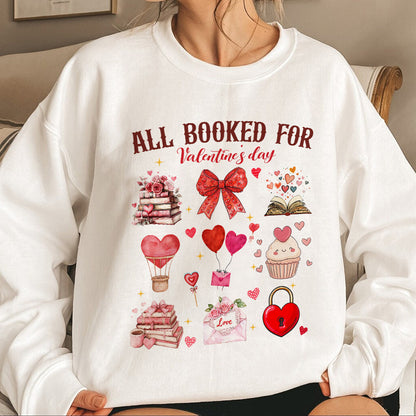 Teesdily | All Booked For Valentine's Day Shirt, Valentine Coquette Sweatshirt, Valentine's Day Coquette Bow Hoodie Mug Lover