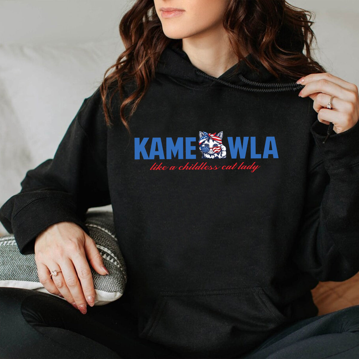 Teesdily | 2024 American Unisex Shirt, Like A Childless Cat Lady Tee Sweatshirt Hoodie, Kameowla Brat Mug, Gift For Cat Lovers