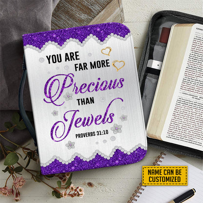 Teesdily | Butterfly Jewelry Customized Bible Bags, You Are Far More Precious Than Jewels Bible Cover With Handle, Inspirational Gifts For Women