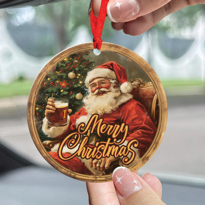 Teesdily | Santa Claus Christmas Ornament, Santa 2024 Ornament Car Hanging Rear View Mirror, Santa Xmas Ornament Decor, Christmas Gift For Family