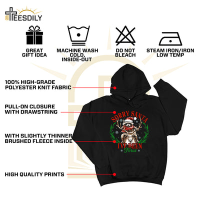 Teesdily | Sorry Santa I've Been Feral Shirt, Christmas Raccoon Shirt, Raccoon Santa Reindeer Sweatshirt Hoodie Mug, Family Gift