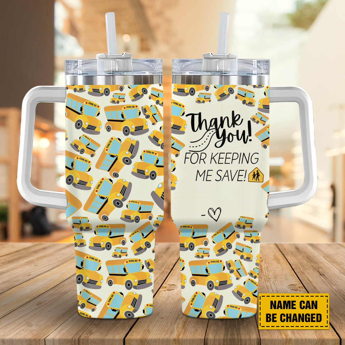 Teesdily | Customized School Bus Driver Tumbler 40oz, Thank You For Keeping Me Safe Cup, Back To School Tumbler, Teacher Life Mug, Bus Driver Gift