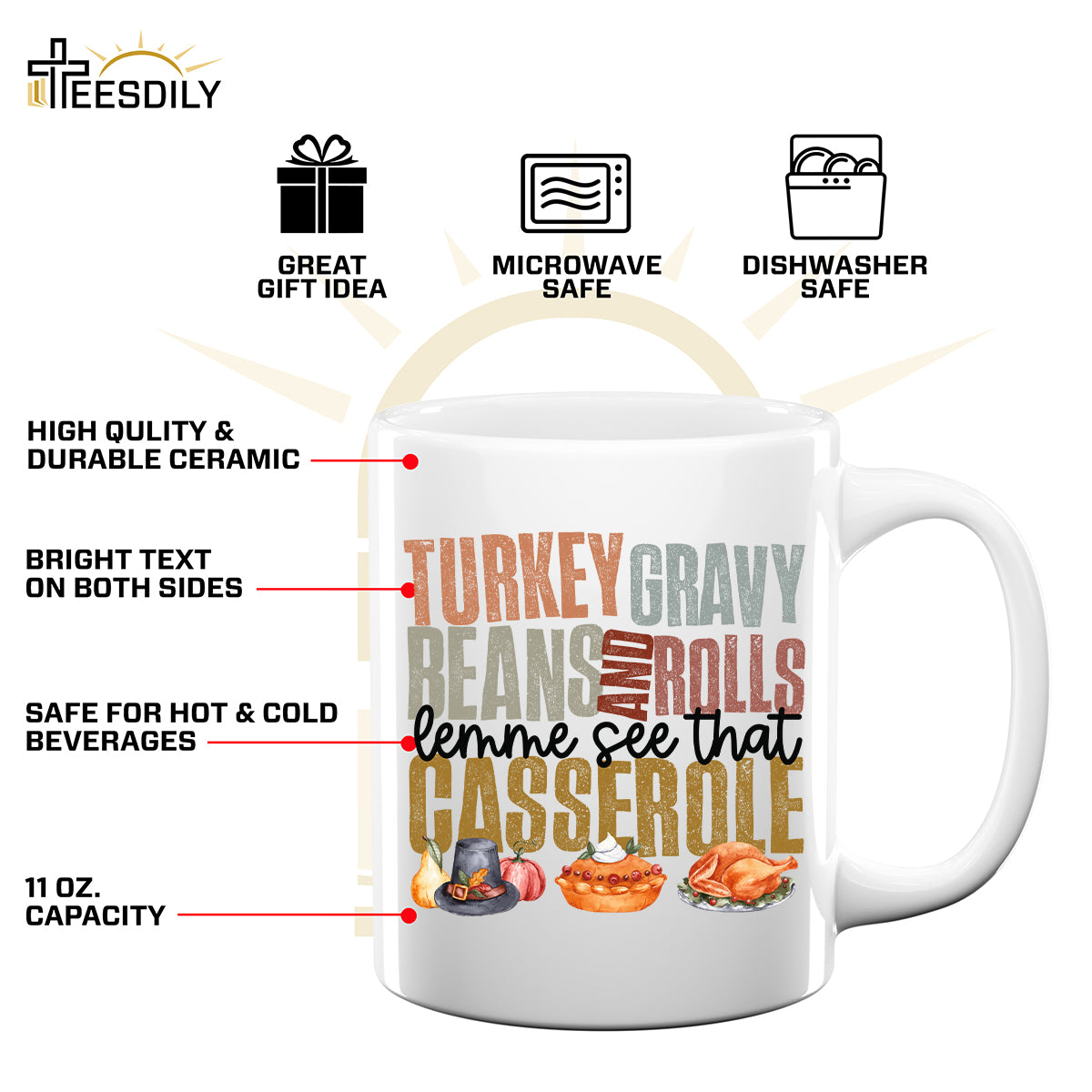 Teesdily | Thanksgiving Shirt, Turkey Gravy Beans And Rolls Tee Sweatshirt Hoodie Mug, Thanksgiving Gift, Turkey Fall Gift