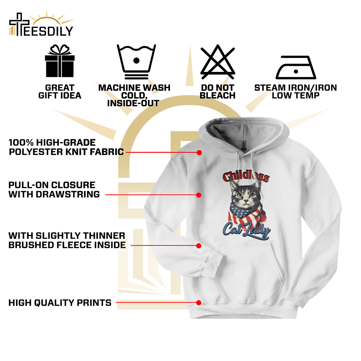 Teesdily | Childless Cat Lady Shirt, Childless Cat Lady For Ka-mala T-shirt, Cat American Flag Sweatshirt Hoodie Mug, Cat Lover Gift