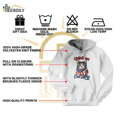 Teesdily | Childless Cat Lady Shirt, Childless Cat Lady For Ka-mala T-shirt, Cat American Flag Sweatshirt Hoodie Mug, Cat Lover Gift