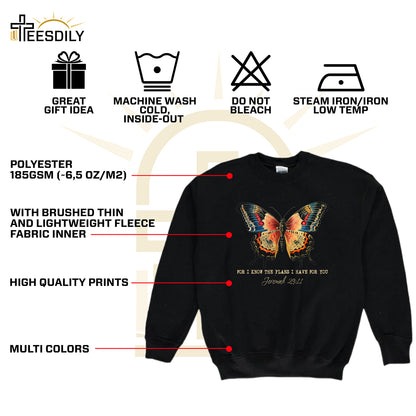 Teesdily | Butterfly Jesus Shirt, For I Know The Plans I Have For You Jeremiah Tee Sweatshirt Hoodie Mug, Jesus Butterfly Lovers Gifts