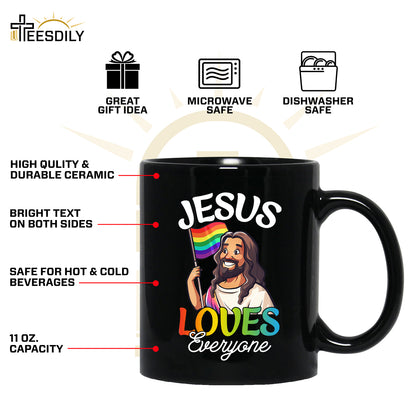 Teesdily | Jesus Loves Everyone Shirt, LGBT Jesus T-shirt, Rainbow Pride Sweatshirt, Gay Pride Month Hoodie, Funny Pride Mug, Jesus Lovers Gift