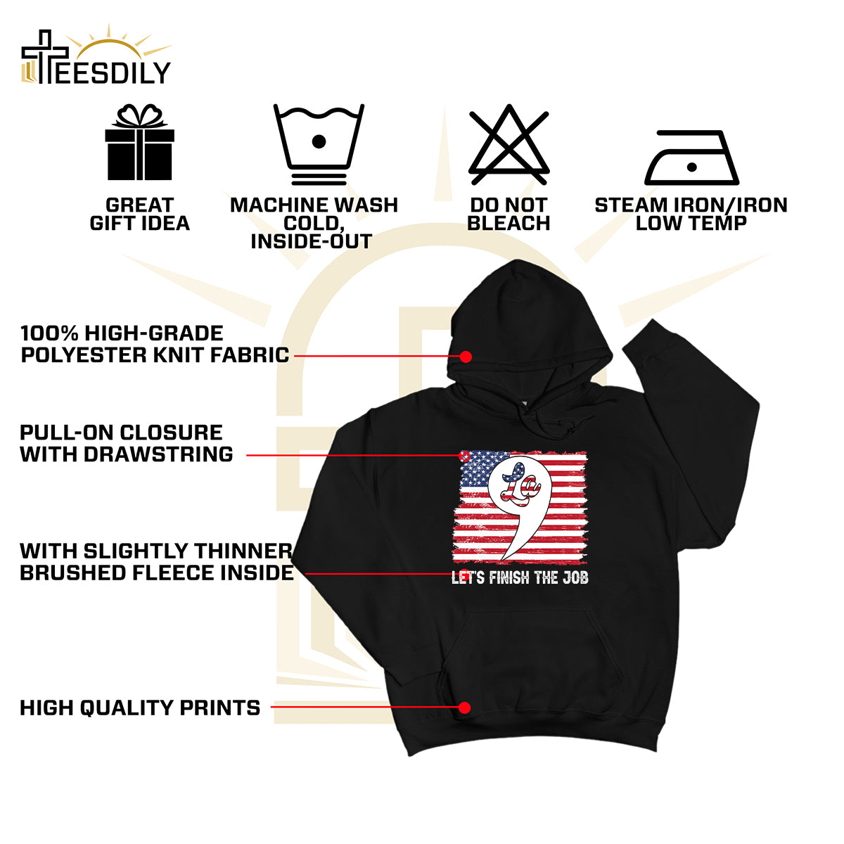 Teesdily | American Flag Comma La Shirt, Let's Finish The Job T-shirt, Patriot Hoodie Sweatshirt Mug, Girl Power Shirt, First Female Power Women Gift