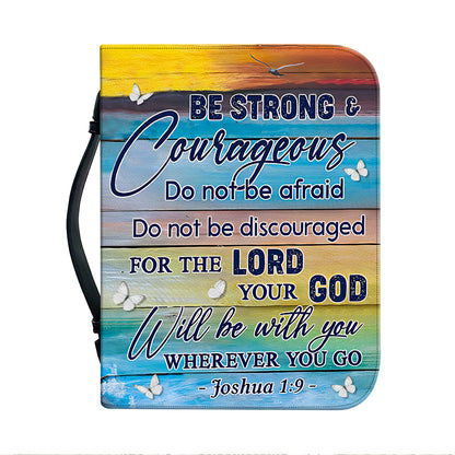 Teesdily | Customized Jesus Cross Butterfly Bible Protector Be Strong And Courageous Do Not Be Afraid God Inspiration Pastor Gifts