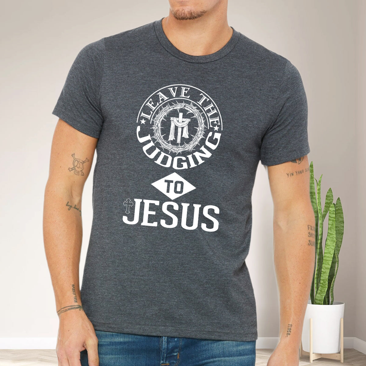 Teesdily | Leave The Judging To Jesus Shirt, God Cross Thorns, Faith Believers, Jesus Gift, Unisex Tshirt Hoodie Sweatshirt Mug