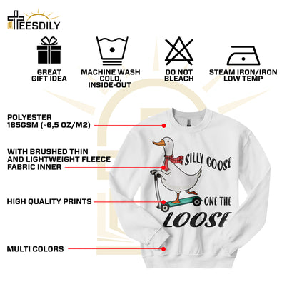 Teesdily | Funny Goose Shirt, Silly Goose On The Loose T-shirt, Meme Tshirt, Goose Sweatshirt Hoodie Mug, Meme Goose T-shirt, Goose Lover Gifts