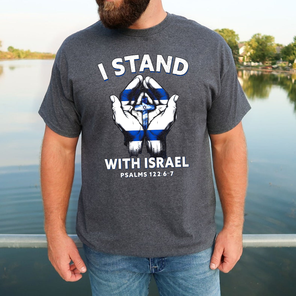 Teesdily | I Stand With Israel Back Design Tshirt, Jesus Hoodie Sweatshirt Mug, Israel Flag Shirt, Israel Support Gifts