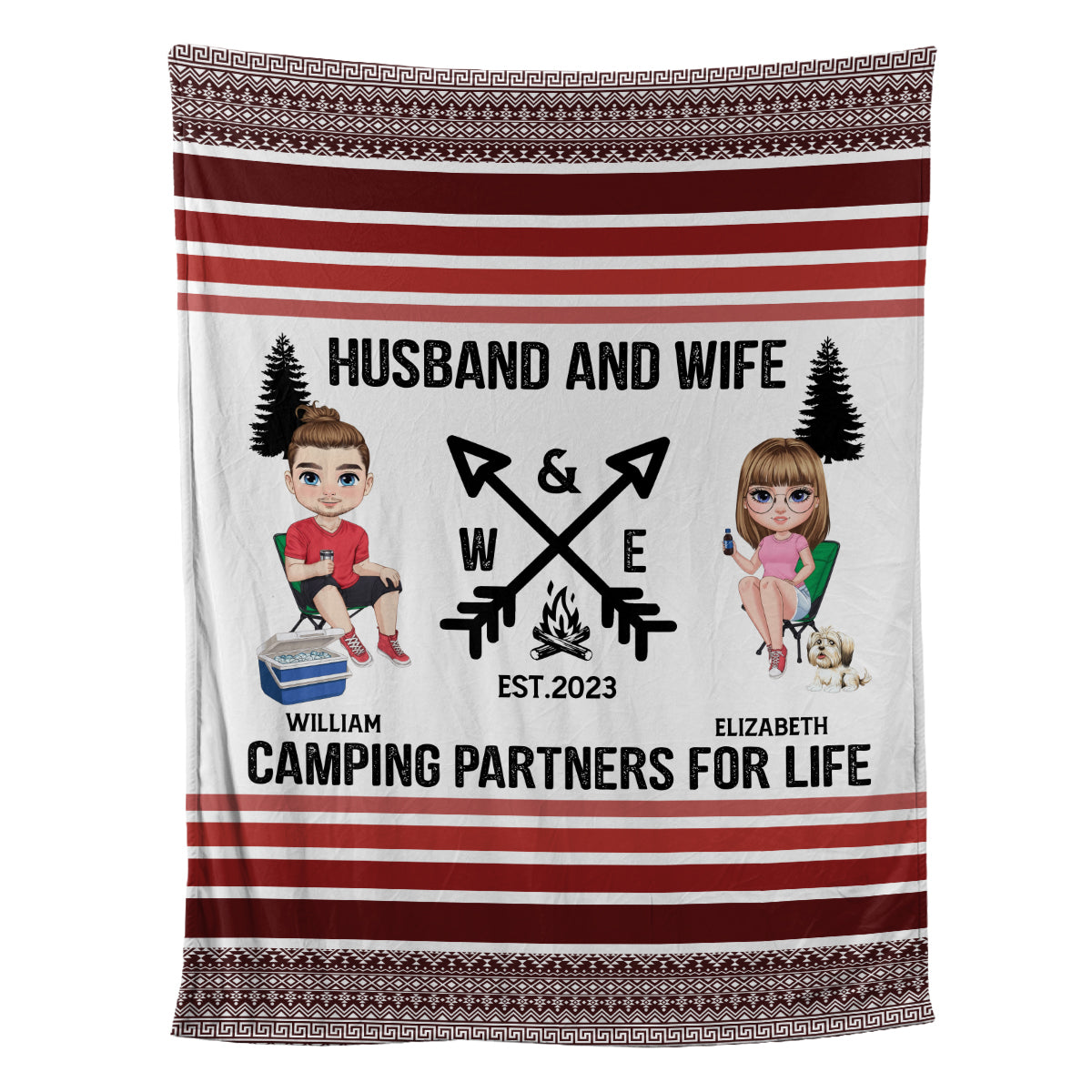 Teesdily | Personalized Husband And Wife Camping Partners For Life Fleece Blanket Camping Throw Blanket Gifts For Couple Camping Lovers