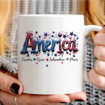 Teesdily | America Shirt, Freedom Brave Independence Power, Indepdence Day Sweatshirt Hoodie, American Pride Gifts Mug