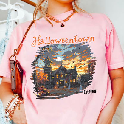 Teesdily | Halloween Town Shirt, Halloween Est 1998 Pumpkin Shirt, Halloween Sweatshirt Hoodie Mug, Retro Halloween Witch Boo, Halloween Gifts