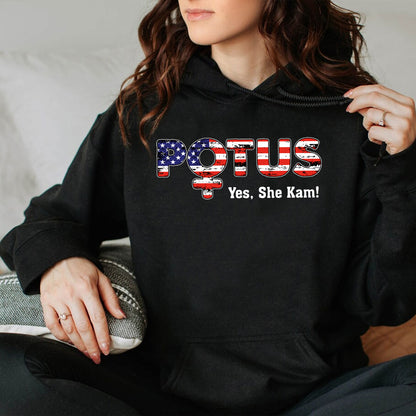 Teesdily | Potus Shirt, Lotus For Potus Sweatshirt Hoodie Mug, Potus Yes She Kam Tee, Comma La T-shirt, Women's Leadership, Patriot Gift