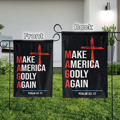 Teesdily | Jesus Make America Godly Again Garden Flag, Jesus Christ Cross Yard Flag, Patriotism Seasonal Flag For Outdoor Holiday Decorations