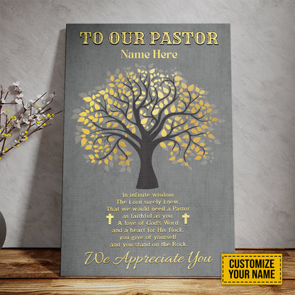 Teesdily | To Our Pastor Personalized Poster Canvas, Tree Religious Print, Pastor Appreciation Gifts, Pastor Home Wall Decor Poster Canvas