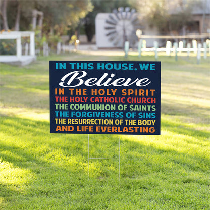 Teesdily | Jesus Yard Sign, In This House We Believe In The Holy Spirit Flag Garden Lawn Sign, Jesus Christ Banner Outdoor Sign, Jesus Lovers Gifts