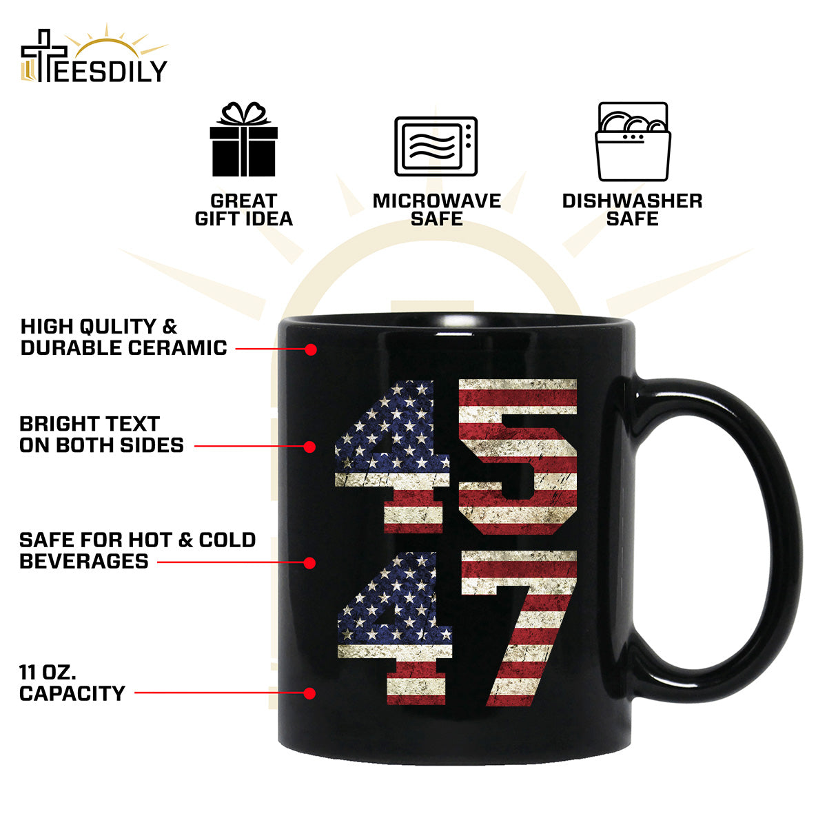 Teesdily | 45 47 Shirt, 45 47 Vintage American Flag Patriot T-shirt, Take America Back Sweatshirt Hoodie Mug, Patriotic Tee, Gift For Men Women