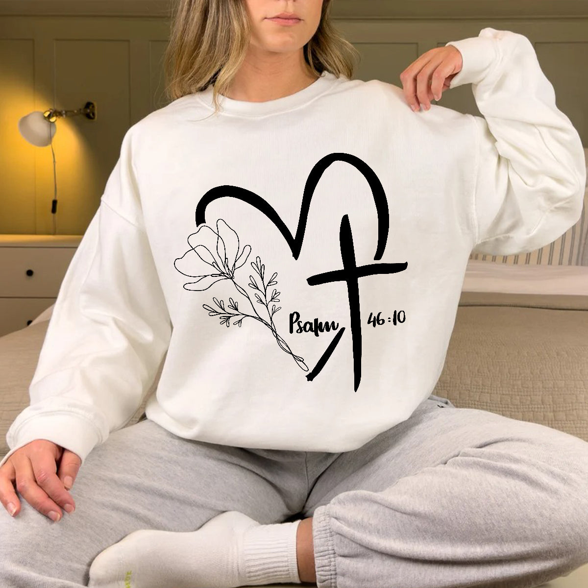 Teesdily | Jesus Shirt God Cross Flower Love Psalm, Faith Hope Love, Heart Cross God , Unisex Tshirt Hoodie Sweatshirt Mug, Religious Gift