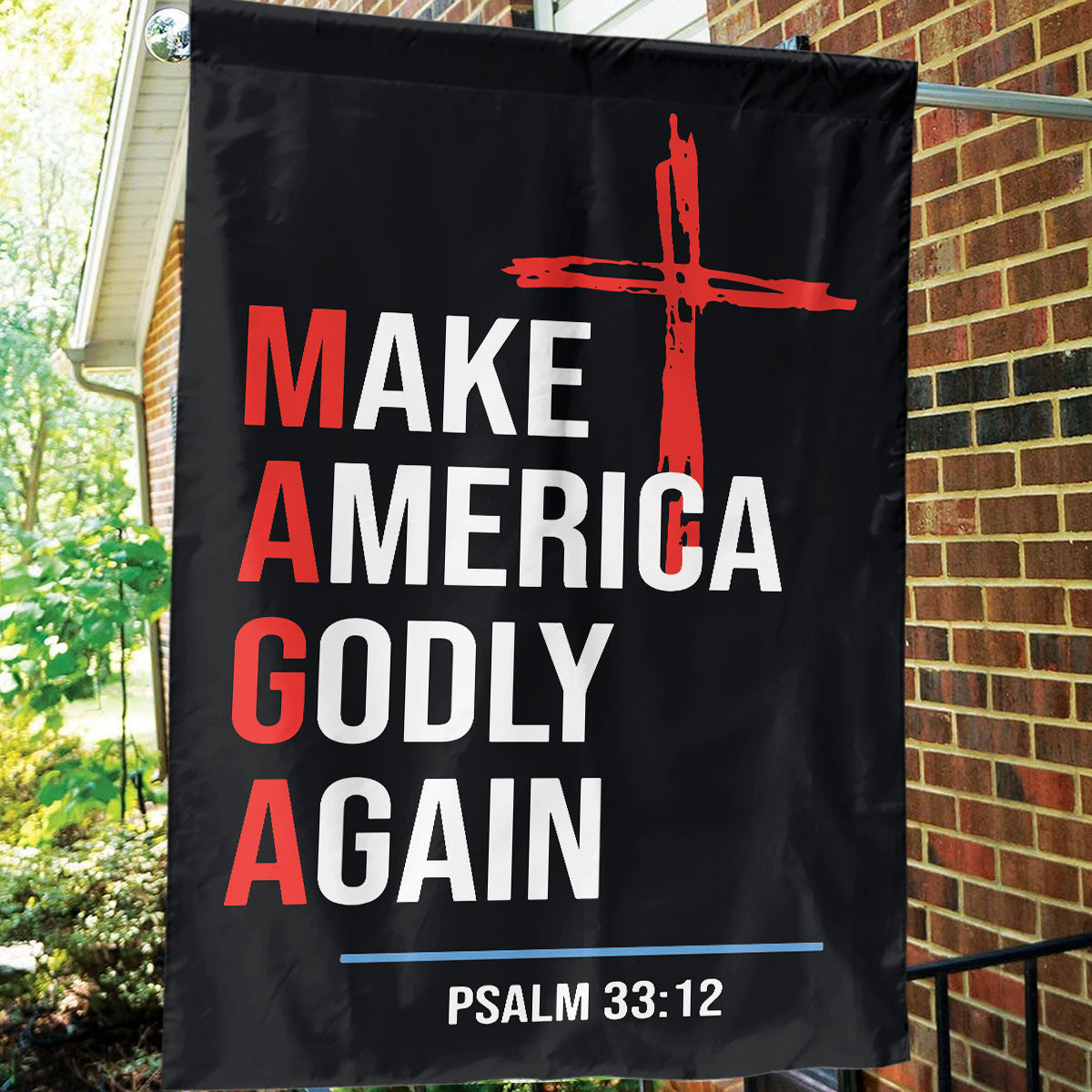 Teesdily | Jesus Make America Godly Again Garden Flag, Jesus Christ Cross Yard Flag, Patriotism Seasonal Flag For Outdoor Holiday Decorations