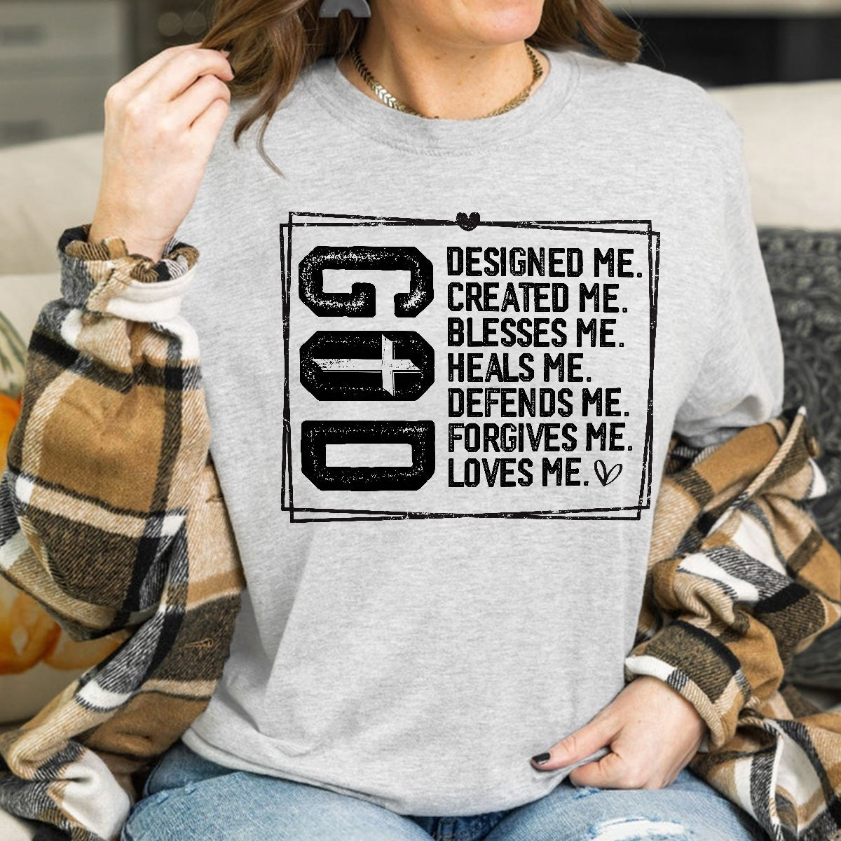 Teesdily | Jesus Shirt, God Designed Me, God Loves Me Tee Sweatshirt Hoodie Mug, Jesus Lovers Gifts, Christian Apparel, God Believers Gifts