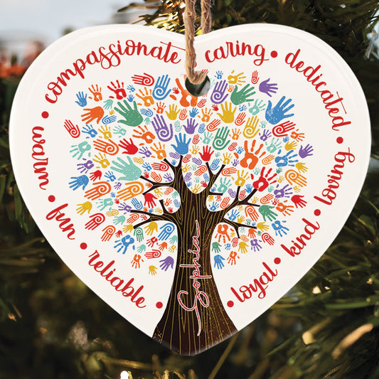 Teesdily | Christmas Social Worker Ceramic Ornament, Social Work Compassionate Gift Xmas Ornament, Christmas Ornament Gift