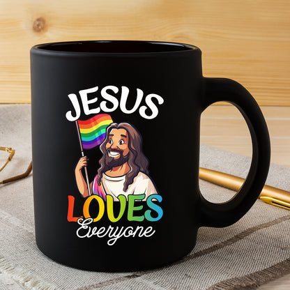 Teesdily | Jesus Loves Everyone Shirt, LGBT Jesus T-shirt, Rainbow Pride Sweatshirt, Gay Pride Month Hoodie, Funny Pride Mug, Jesus Lovers Gift