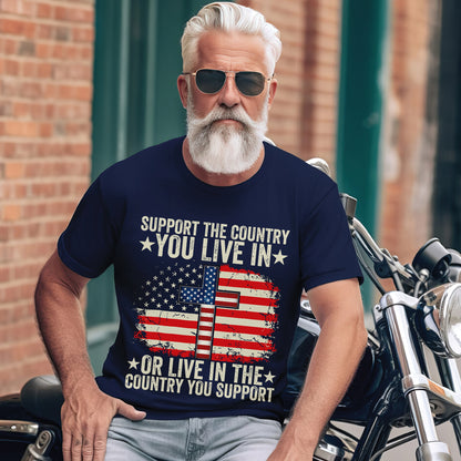 Teesdily | American Flag Jesus Cross Shirt, Support The Country You Live Tee Sweatshirt Hoodie Mug, Jesus Lovers Gifts, Patriotism Shirt