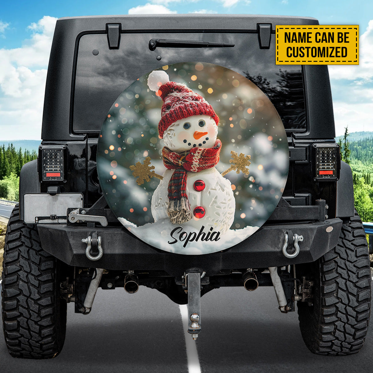 Teesdily | Christmas Snowman Spare Tire Cover, Christmas Theme Wheel Tire Cover, Christmas Car Accessories, Christmas Gift For Friend, Seasonal Decor