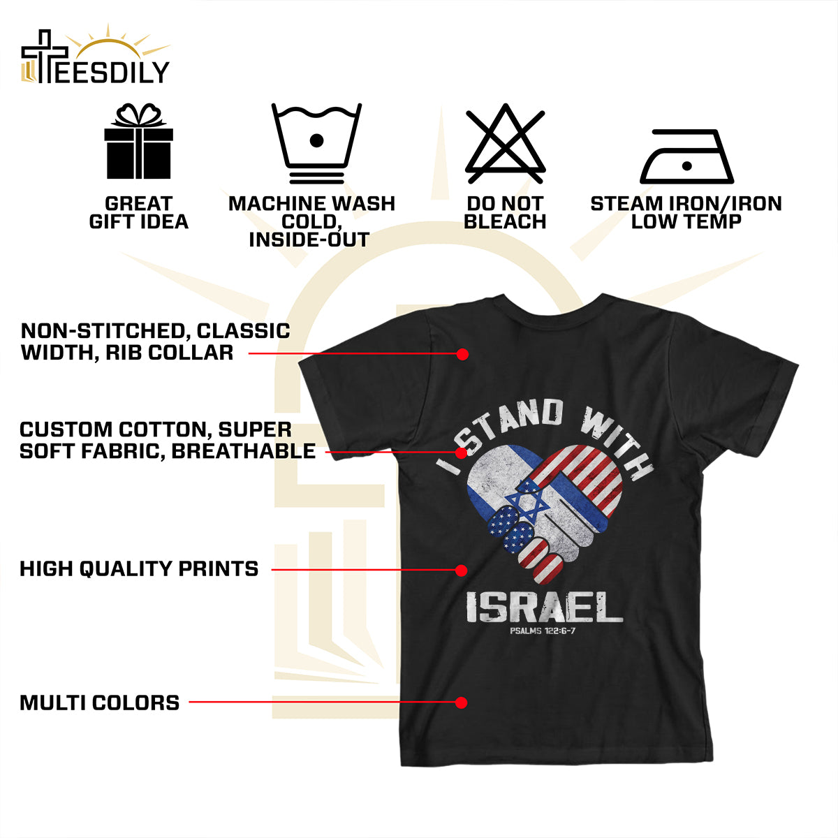 Teesdily | I Stand With Israel Shirt, Israel American Flag Heart Palm Shirt, Israel Support Unisex Tshirt Hoodie Sweatshirt Mug