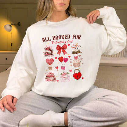 Teesdily | All Booked For Valentine's Day Shirt, Valentine Coquette Sweatshirt, Valentine's Day Coquette Bow Hoodie Mug Lover