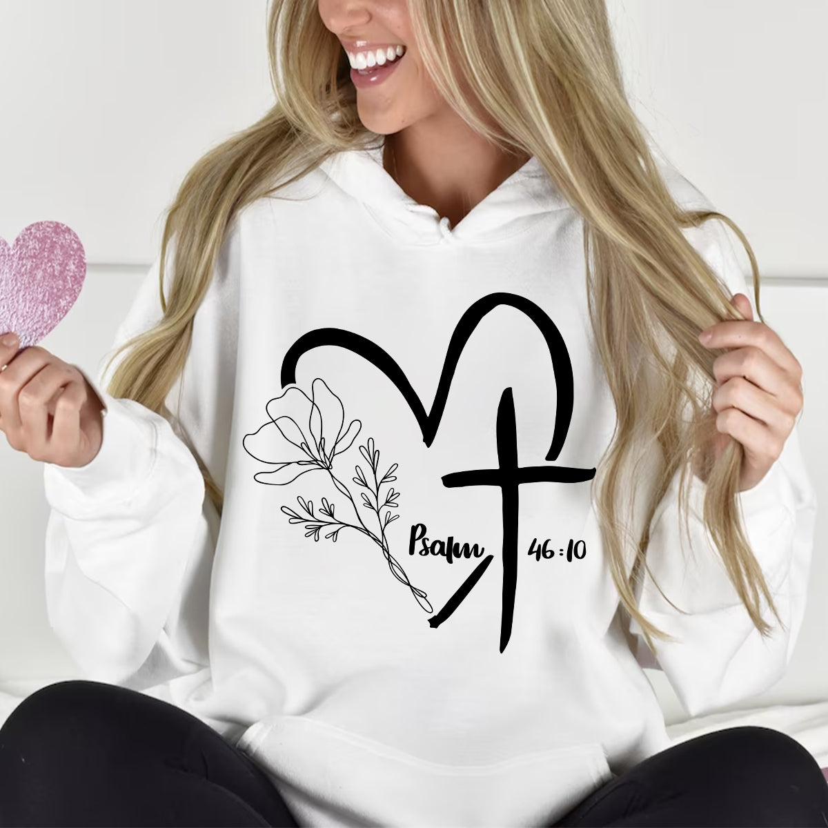 Teesdily | Jesus Shirt God Cross Flower Love Psalm, Faith Hope Love, Heart Cross God , Unisex Tshirt Hoodie Sweatshirt Mug, Religious Gift