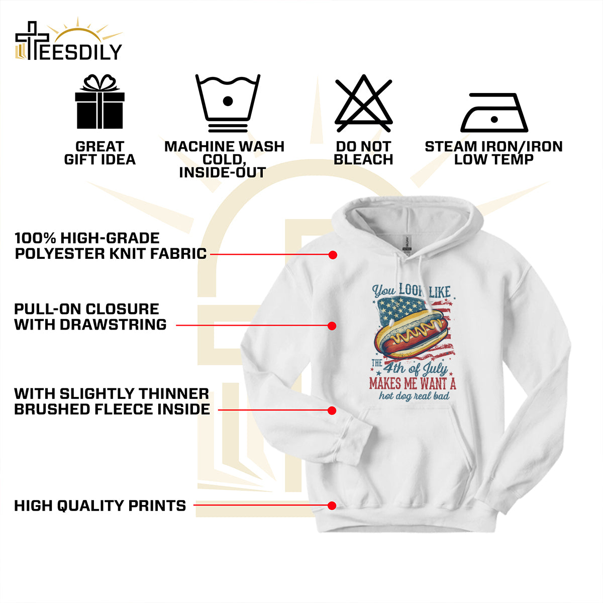 Teesdily | American Hotdog Retro Shirt, You Look Like The 4Th Of July Hoodie Sweatshirt, Independence Day Gifts Mug Tee