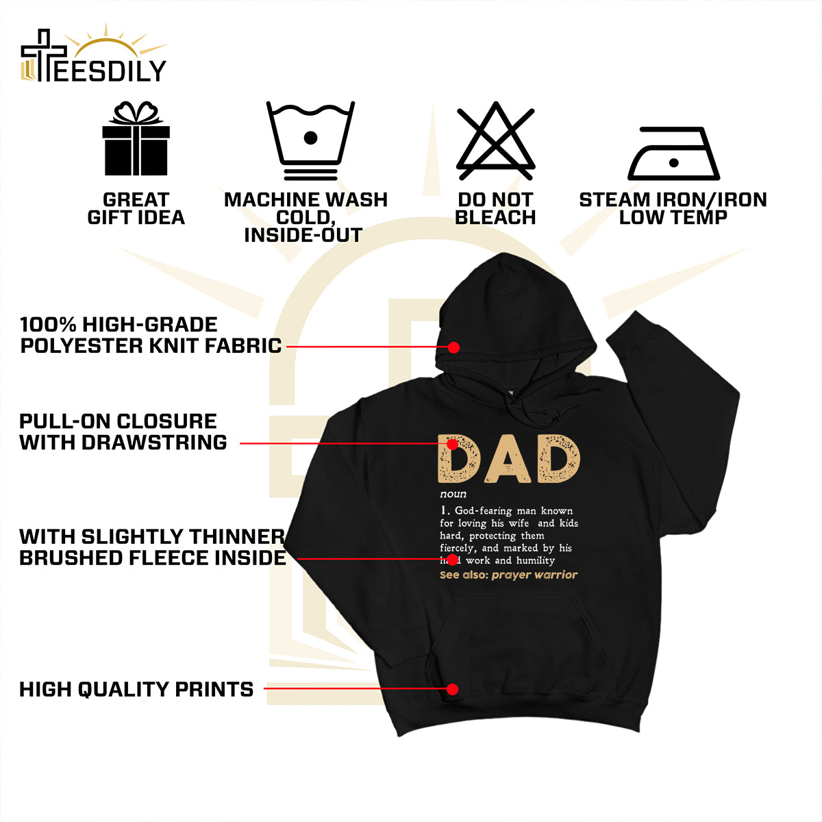 Teesdily | Dad Definition Customized Shirt, Prayer Warrior Men's Shirt, Father Day Gifts, God Fearing Man Unisex Tshirt Hoodie Sweatshirt Mug