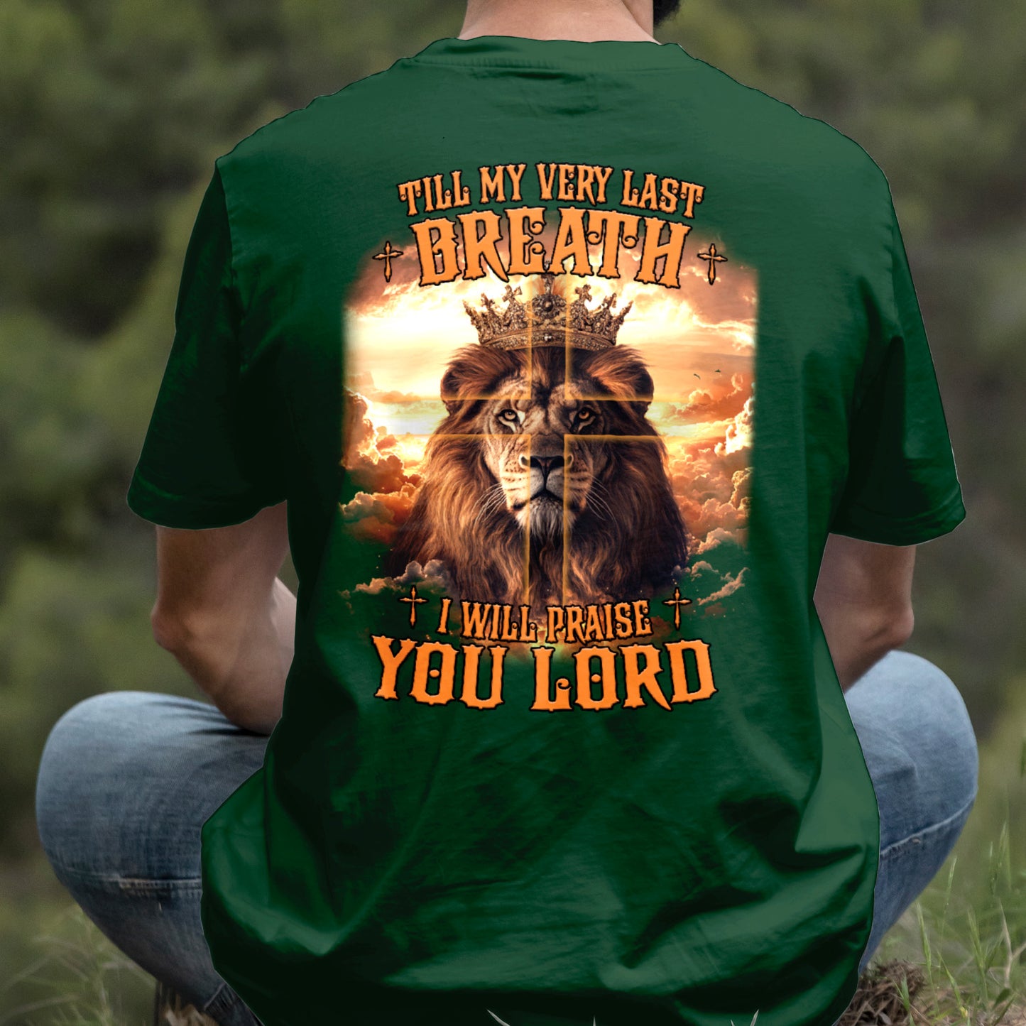 Teesdily | Till My Very Last Breath I Will Praise You Lord Shirt, Jesus Lion Cross Sweatshirt, Faith Hoodie Mug Christian Gift