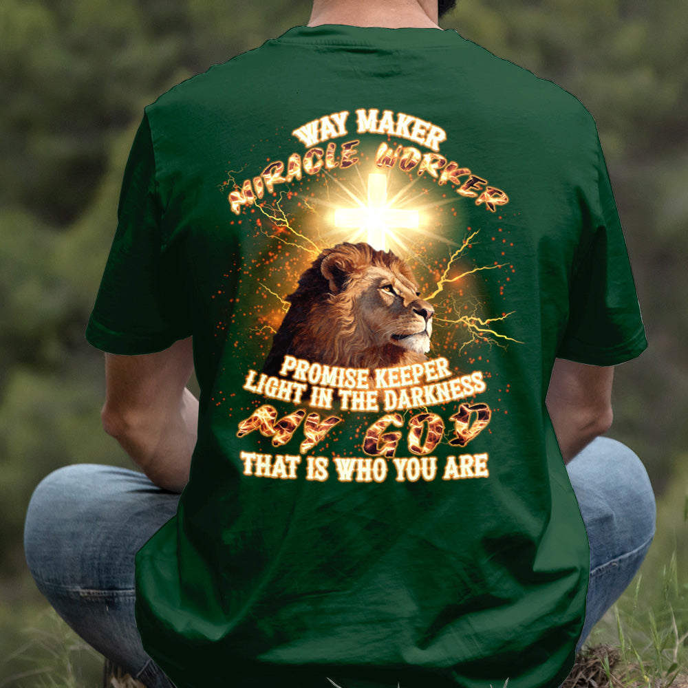 Teesdily | Way Maker Miracle Worker Promises Keeper Shirt, Jesus Cross Lion Sweatshirt, My God Hoodie Mug, Faith Religious Gift