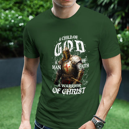 Teesdily | A Child Of God Shirt, A Man Of Of Faith Sweatshirt, A Warrior Of Christ Hoodie Mug, Jesus Warrior Templar Tee Gift