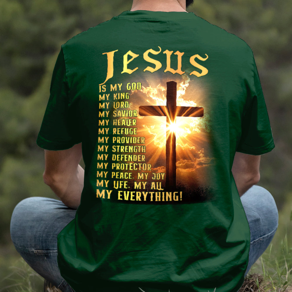 Teesdily | Jesus Is My God Shirt, Jesus My Everything Sweatshirt , Jesus Christian Cross Light Hoodie Mug, Religious Faith Gift