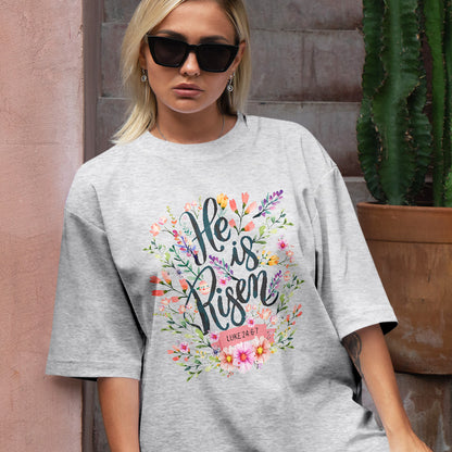 Teesdily | He Is Risen Easter Shirt, Floral Easter Tshirt, Jesus Easter Sweatshirt, Easter Hoodie Mug For Women Gift