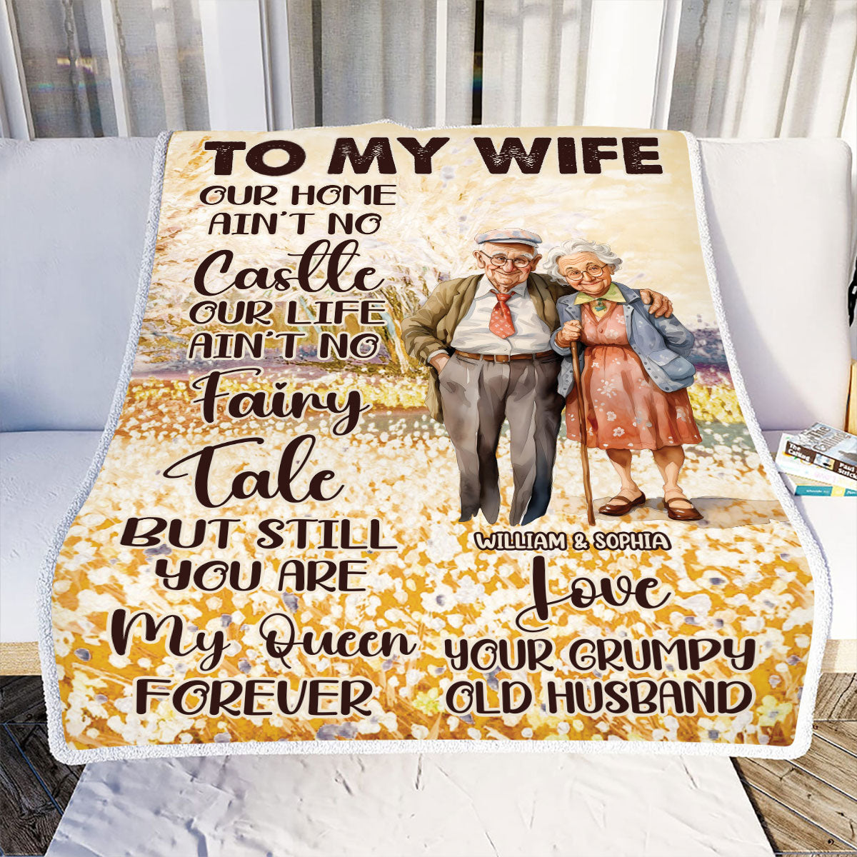 Teesdily | Customized To My Wife Throw Blanket Our Home Ain't No Castle Fleece Blanket Love Message Gifts From Husband For Wife Valentine Day